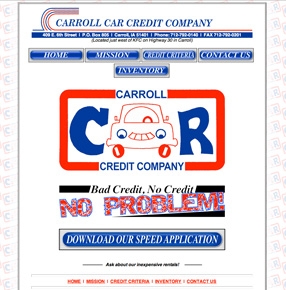 Carroll Car Credit website