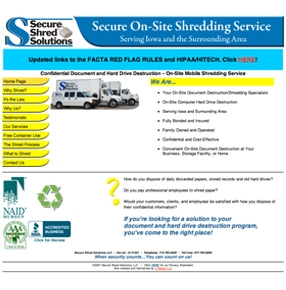 Secure Shred Solutions website